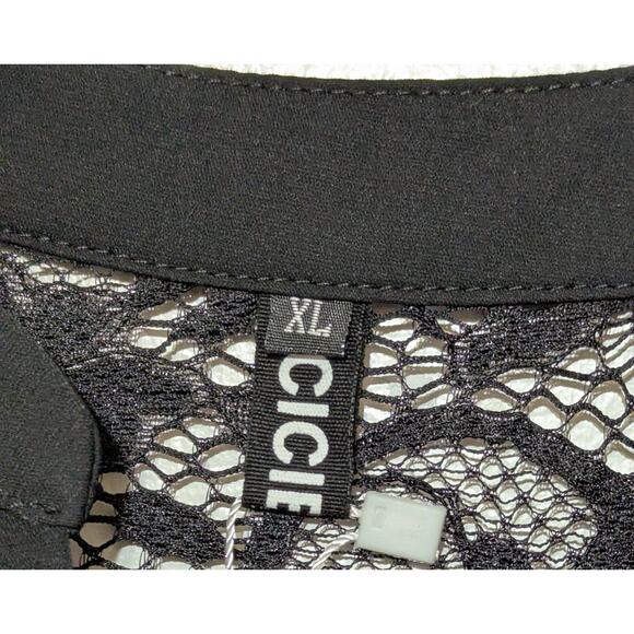 CiCiBird Shirt Womens XL Black Lace Shoulder Blouse Short Sleeve Dressy Top New - Picture 6 of 7